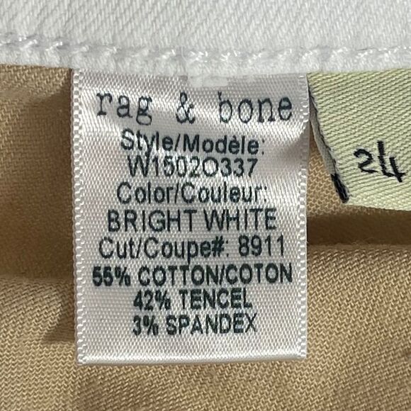 Rag & Bone Bright White Skinny Mid Rise Jeans Sz 24 - Picture 8 of 9